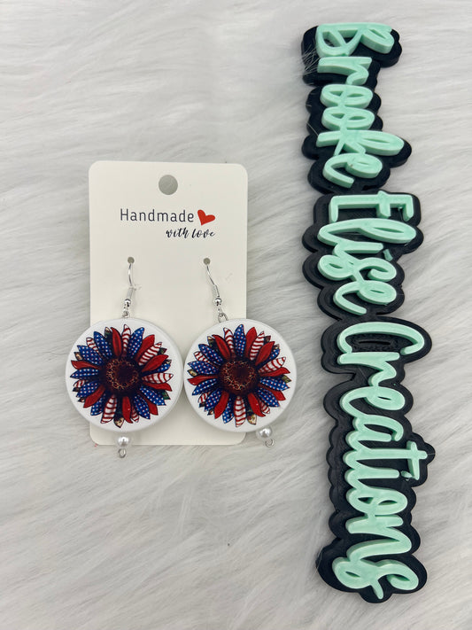 Patriotic flower earrings