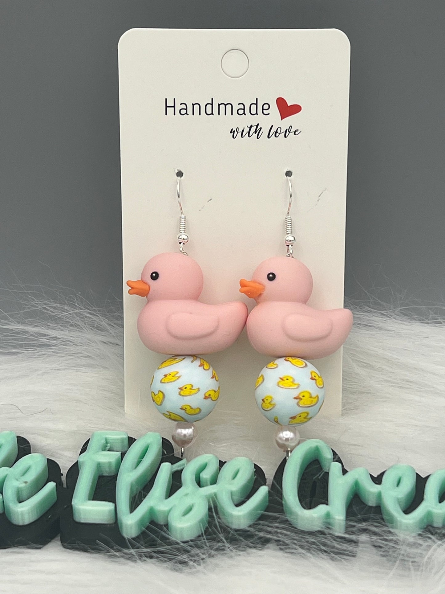 Pink ducky earrings