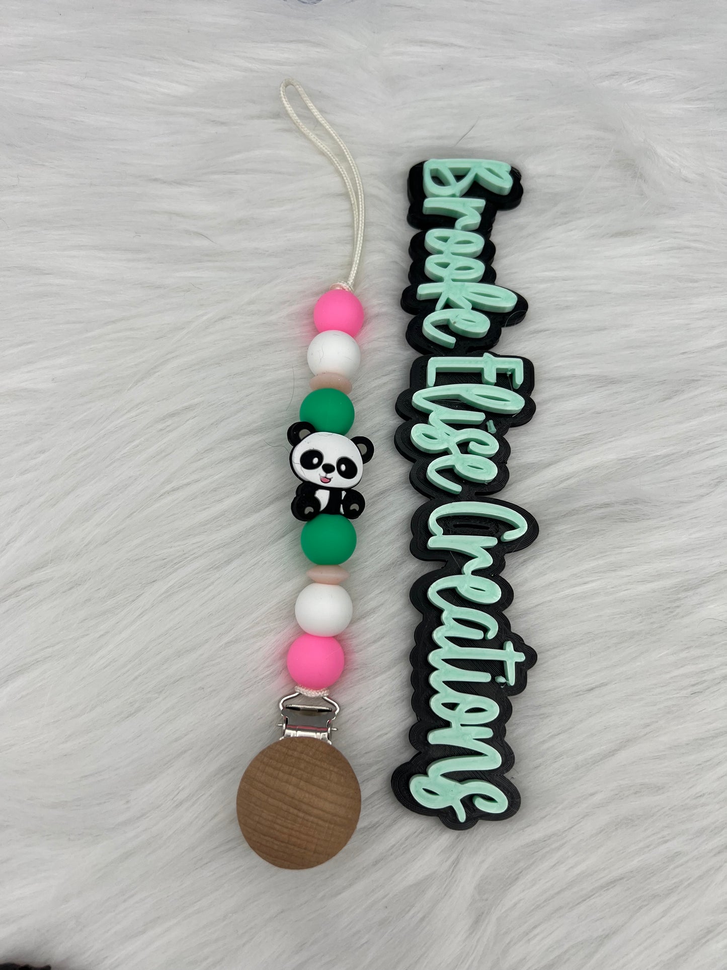 Panda pacifier clip