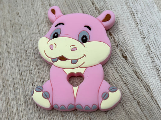 Pink hippo teething toy
