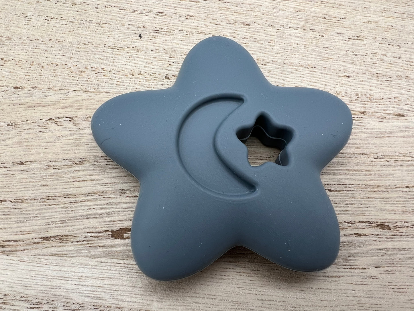 Dark grey star teething toy